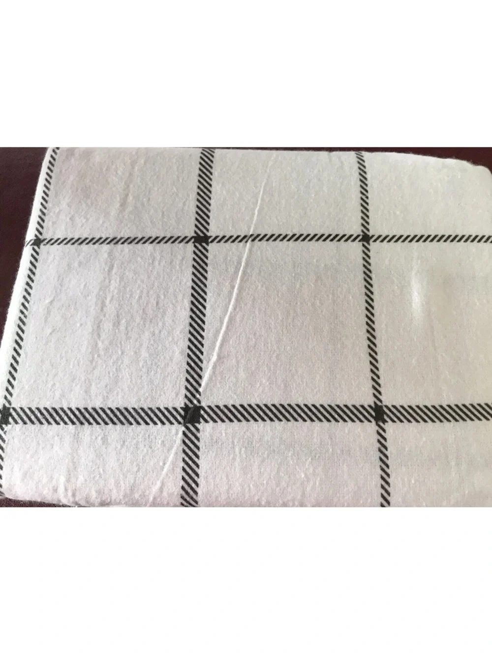 Moon Collection Turkish Cotton White Flannel Pillowcase Pair Black Windowpane